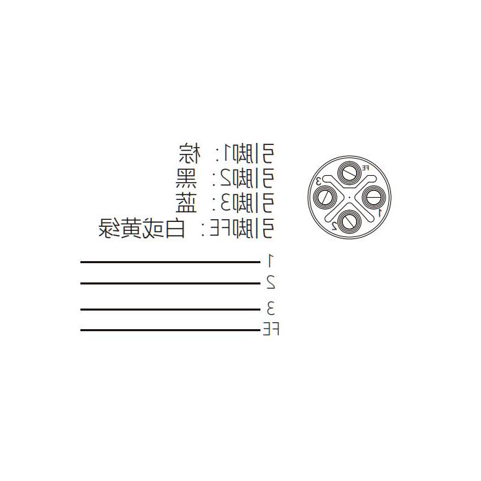 M12 4Pin S-coded、公头90°、单端预铸PVC非柔性电缆、黄色护套、64SP63-XXX